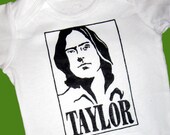 Hand Painted James Taylor Baby Bodysuit or T-Shirt (pick your size) retro - musician - 1970s - folk music