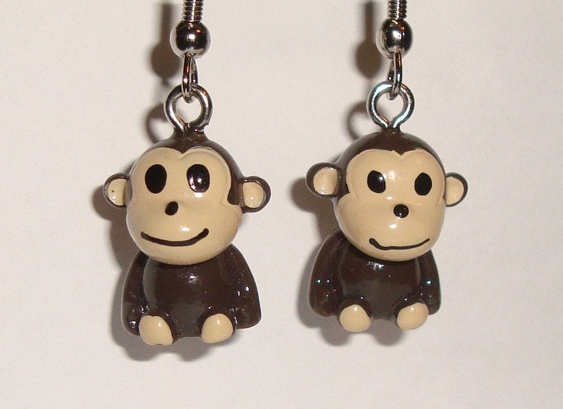 Super Cute Geeky Retro Monkey Earrings