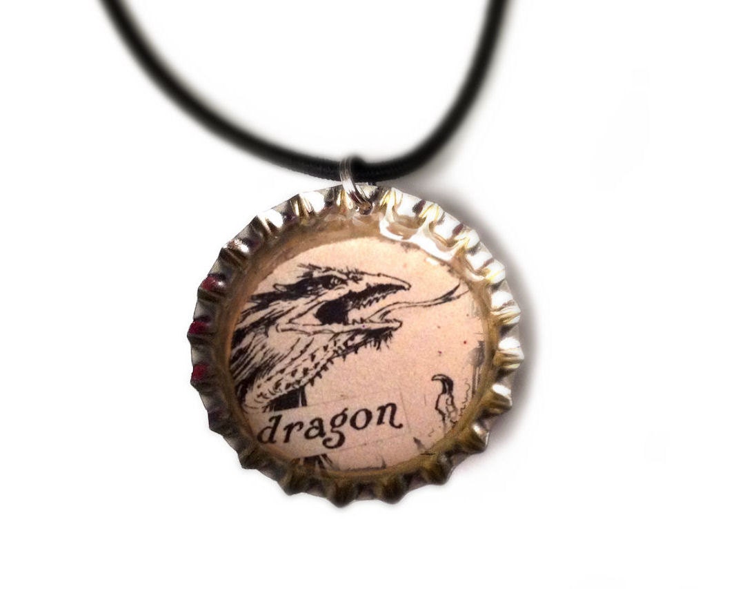 Dragon Spiderwick Chronicles Bottle Cap Necklace, Resin Pendant by Bohemian Bear