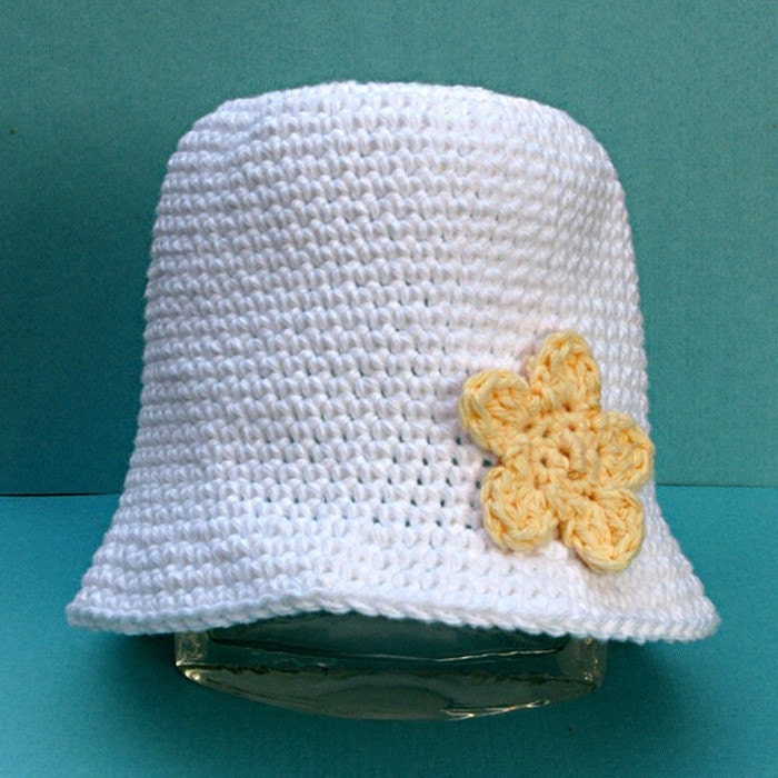 Spring Flowers Bucket Hat white yellow flower daisy cream sun summer spring crochet custom