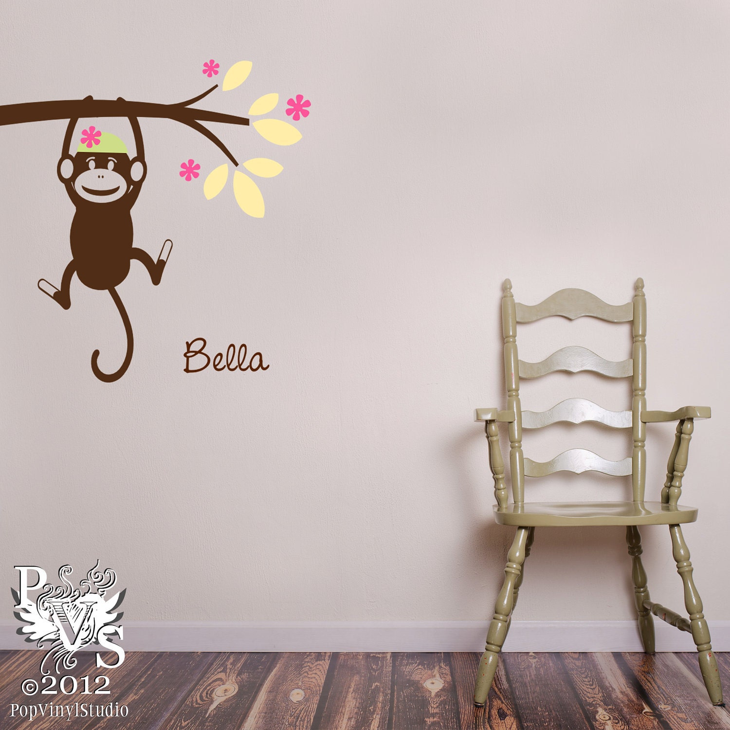 Items similar to The Original Swinging Sock Monkey Decal with Name