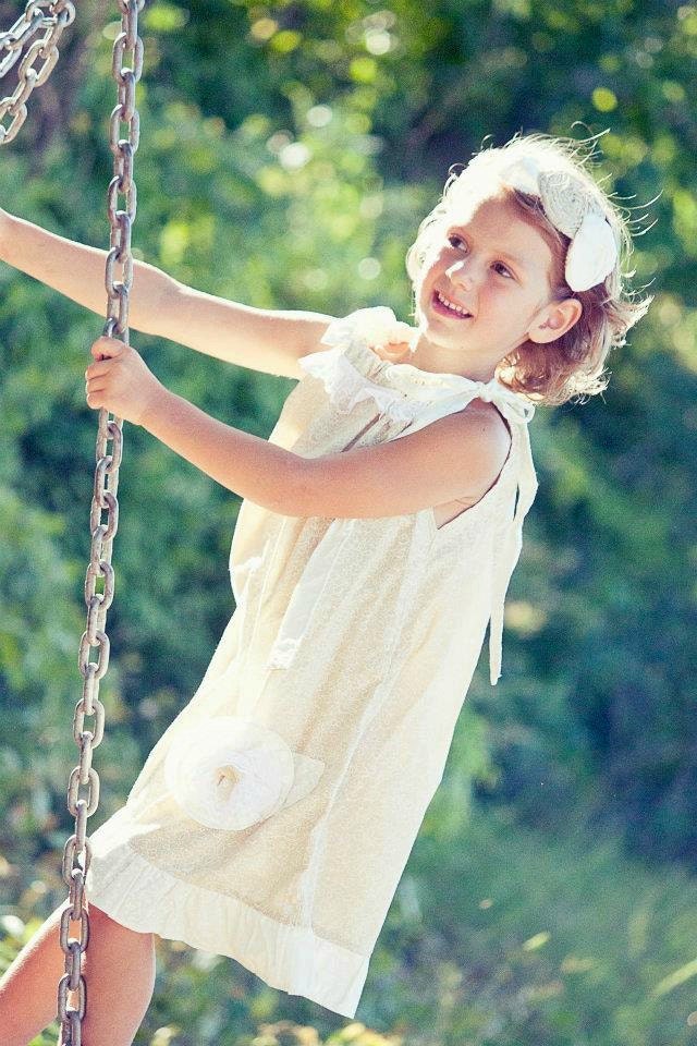 Vanilla Cream Girls Swing Dress Available in sizes 12m to 6X