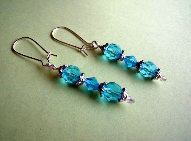Dangle Earrings - Blue on Blue - Feminine
