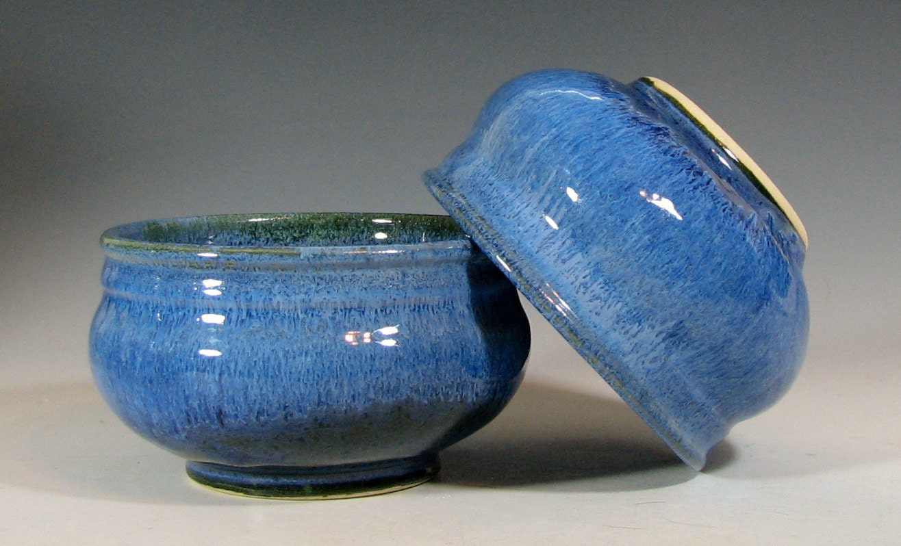 Cereal bowl ceramic, stoneware soup, serving, glazed in sapphire blue, handmade by hughes pottery