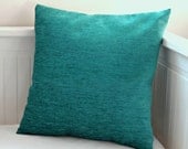 blue teal cushion cover, accent pillow cover 16 inch