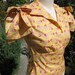 1930s blouse delicate yellow floral print tie sleeve Ready to ship size M only