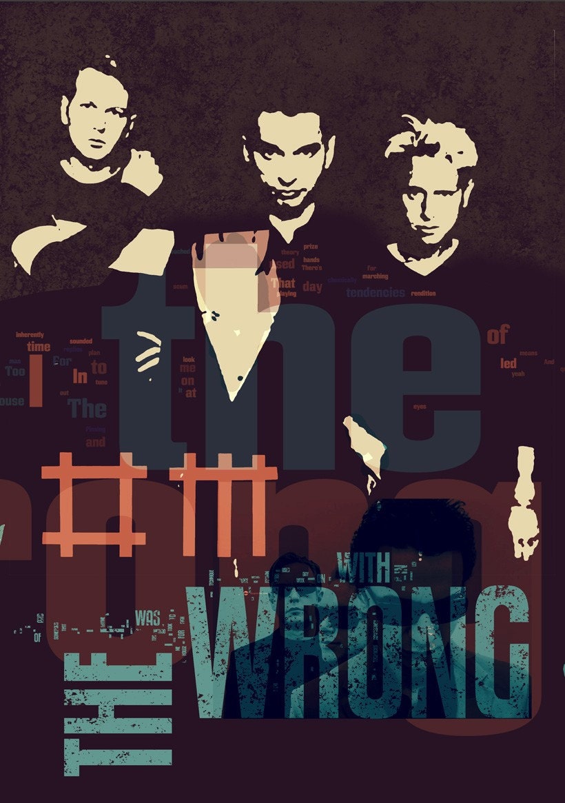 Depeche Mode giclee  poster WRONG  canvas  print wall    decor  dark black red lyric typography giclee large print