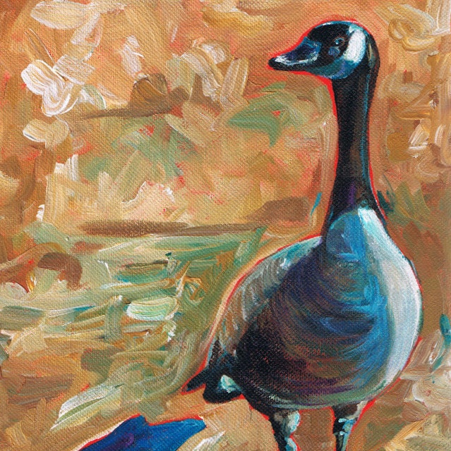 Goose painting entitled Take a Gander quirky Canada Goose