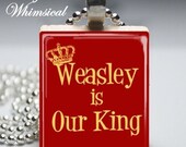 Harry Potter Jewelry Weasley Is Our King Necklace with Vintage Scrabble Tile