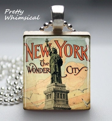 Scrabble Tile Jewelry - Statue Of Liberty New York - Scrabble Tile Pendant
