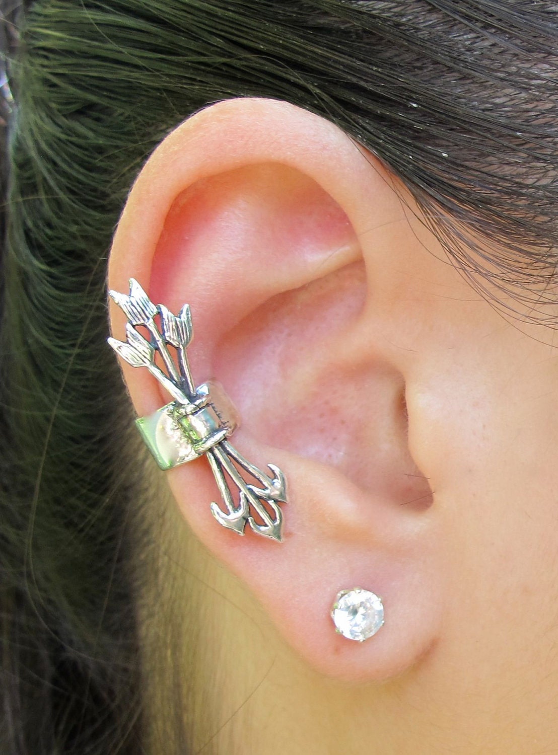Silver Quiver and Arrows Ear Cuff