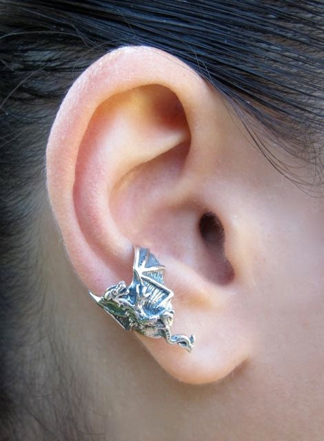 Silver Dragon Ear Cuff Chevron
