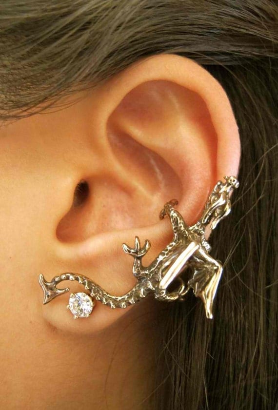 Dragon Ear Cuff Bronze Dragon Climber Ear Cuff by martymagic
