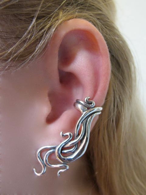 Silver Wave Ear Cuff