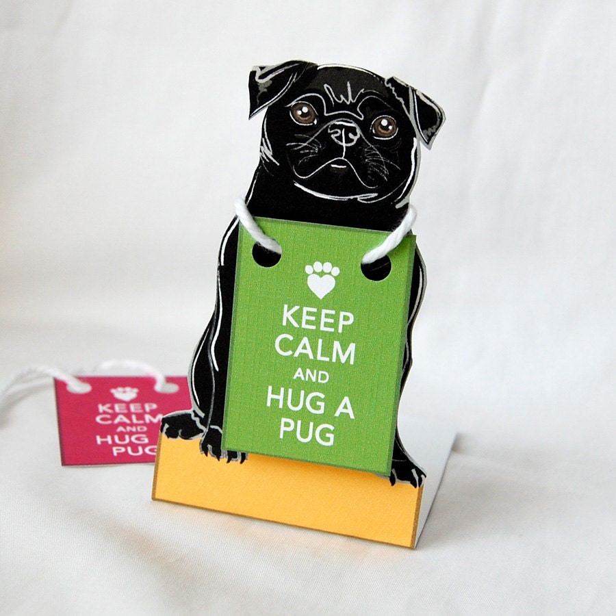 Keep Calm Black Pug - Desk Decor Paper Doll
