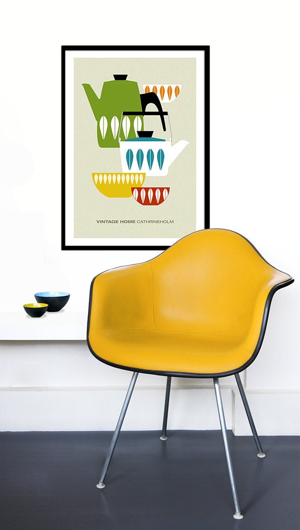 Cathrineholm poster print Mid Century Modern home Scandinavian kitchen art coffee vintage tea   - Vintage home Cathrineholm 4 - 50x 70 cm