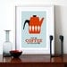 Kitchen art Catherineholm poster print Mid Century Modern retro enamelware coffee tea office print - It's Coffee O'clock Red A3
