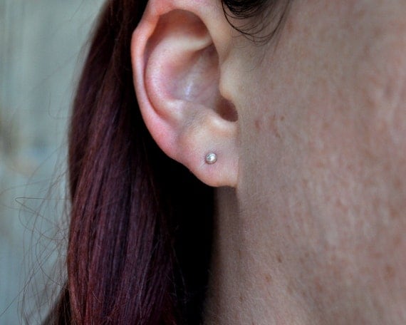 Earrings. Tiny Silver Studs. High Shine. Modern Contemporary Simple Elegant Design. Sterling Silver Jewelry. Handmade by Epheriell