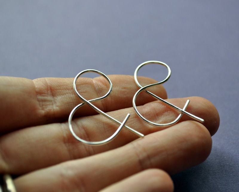 Earrings. Punctuation Collection. Ampersand. AND. Spelling, Word, Geek Style Modern Simple Sterling Silver. By Epheriell on Etsy.