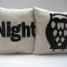 NIGHT OWL in Black - PAIR of pillows / cushions 14in (36cm) Sq