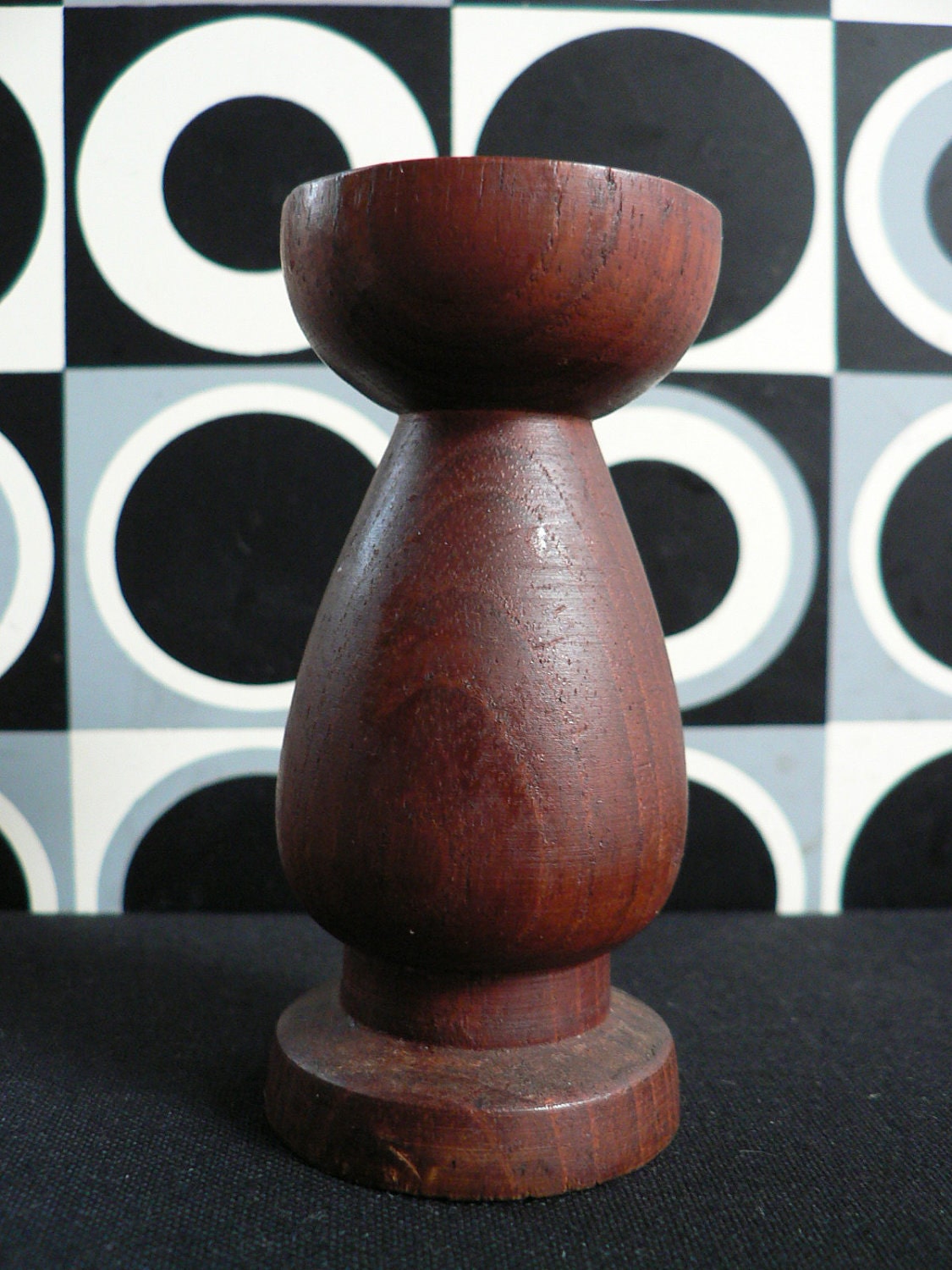 vintage mid century modern danish teak candle holder 1950s made in denmark eames era