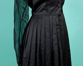 1950's Black Satin Illusion Cocktail Dress, New Look , Holiday, Evening, 41-27-Free