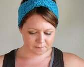 Cotton Knitted Turban Headband in Cerulean Blue // Swimming Beach // Preppy Knotted Headband