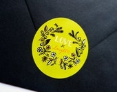 Envelope Seals - LOVE AND LAUGHTER - Bright Yellow Stickers