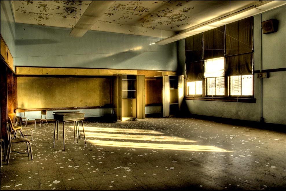 8x12 - Neglected Beauty, Abandoned Building, Surreal Fine Art, Chicago Architectural color photography "School's Out Forever"