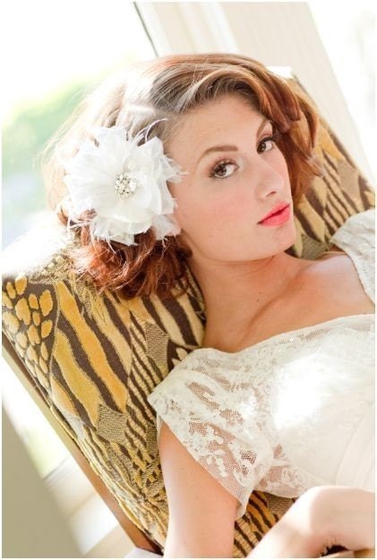 Bridal hair flower, flower fascinator, vintage, flower headpiece, wedding headpice, silk hair piece, Sierra Ships in 1 Month