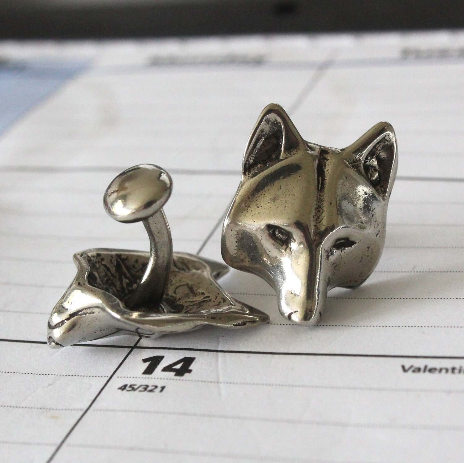 Silver Wolf Mask Cufflinks  Wolf Face Cuff Links Wolf Head Cufflinks