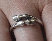 Horse Hoof Ring in Solid White Bronze with Sterling Silver Overlay