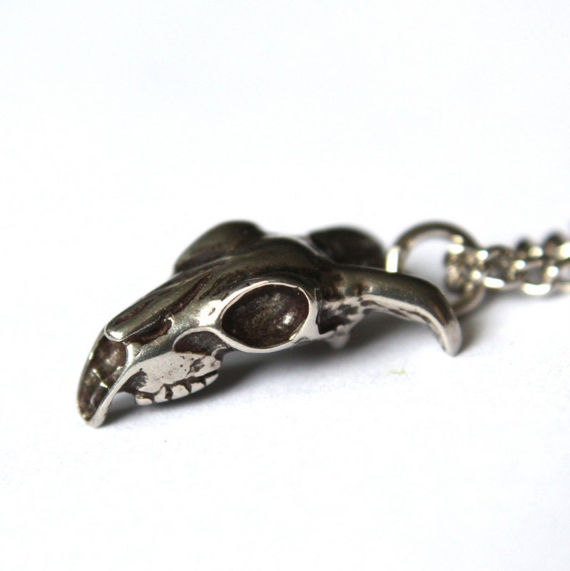 Ram Skull Necklace - White Bronze
