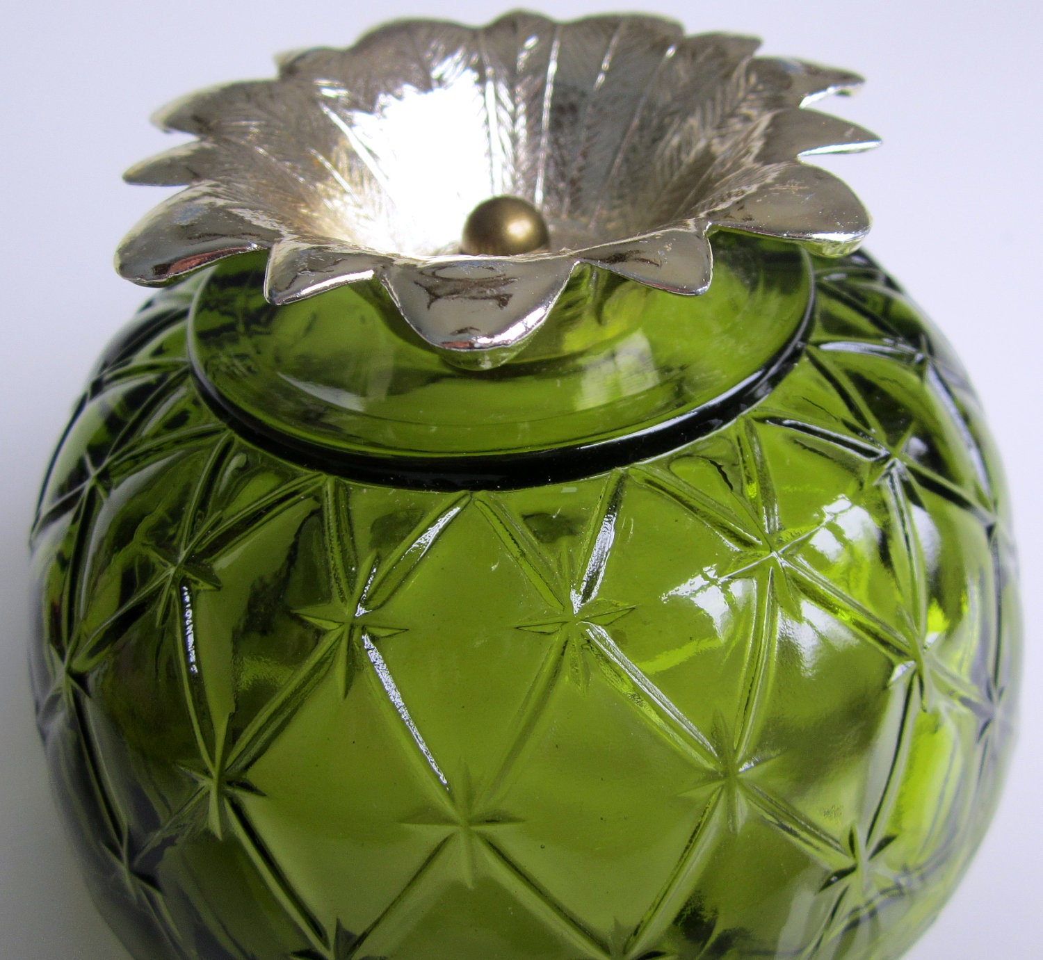 FAIRY LAMP Candle Glass Shade Green Lamp Quilt Diamond by ddb7