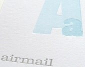 Airmail flash card - letterpress printed postcard