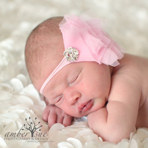 532 New baby unique headbands 637 Pink tulle baby headband unique infant girls rhinestone photography   
