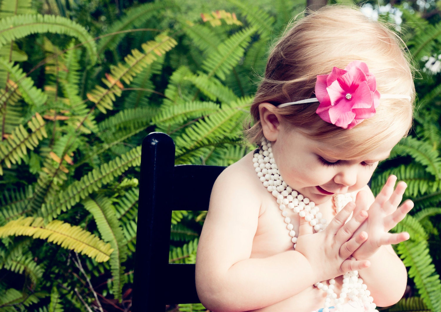 Hot Pink Headband hydrangea Dainty Rhinestone Floral Fits Babies Toddlers Newborns Photography Prop Summer