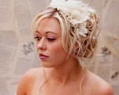 Wedding Hair Accessories- Champagne wedding hair piece -  Bridal flower headpiece   - vintage wedding