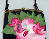 Navy Blue ... upcycled   ...  DOVER vintage handbag