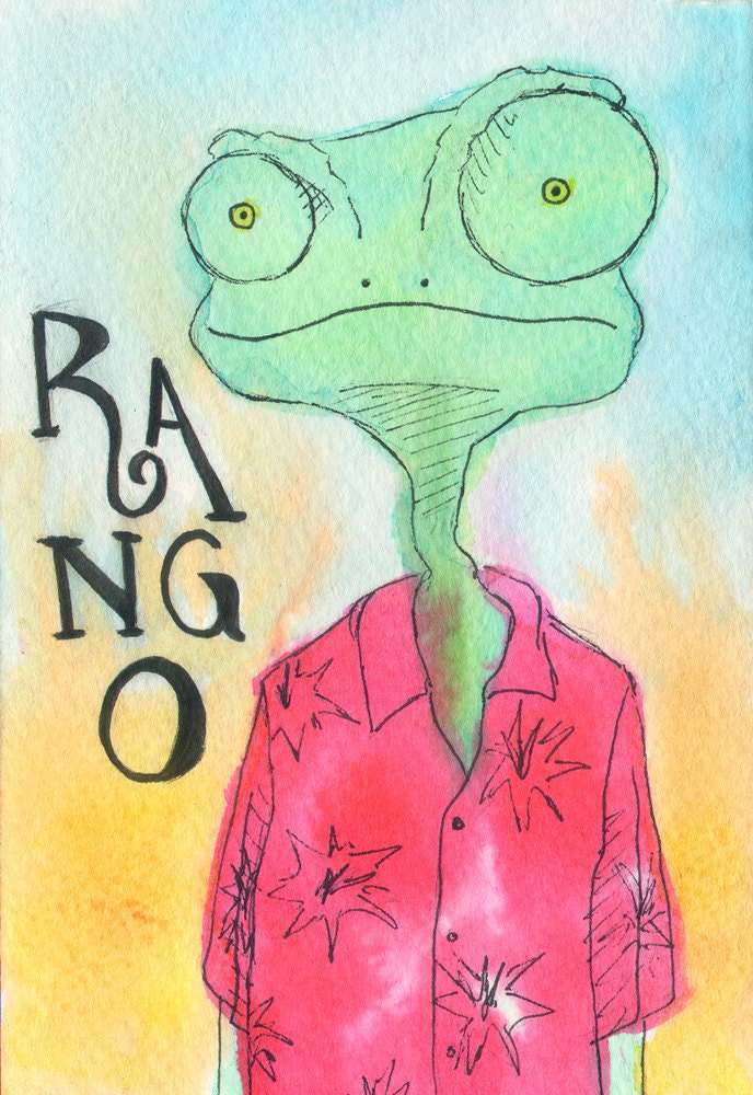 RANGO Framed Hand-Inked Postcard