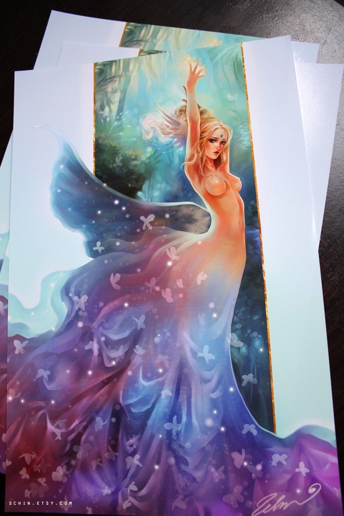 Summoning. fantasy art print fairy goddess forest spirit