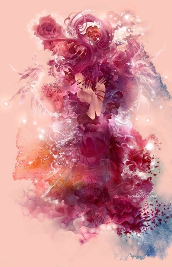 Sweet Roses. angel fairy love art print fantasy goddess