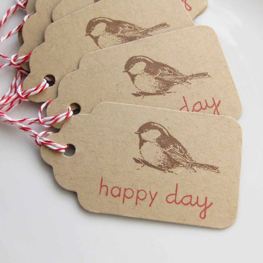 Bird Gift Tags Happy Day Tag - Set of 8 - Bridal Shower Baby Shower Wedding Favor Tags Il_170x135