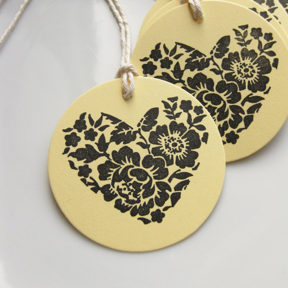 Heart Gift Tags Floral - Set of 8 - Custom Colors Available - Bridal Shower Tags Wedding Favor Tags Floral Heart Il_170x135