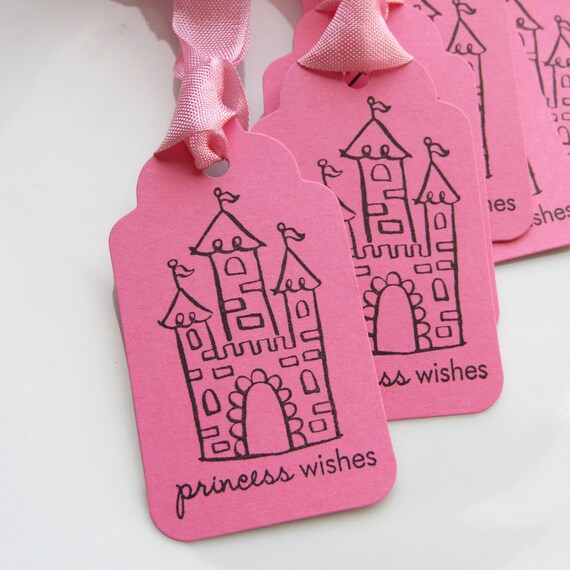 Princess Party Tags Princess Wishes - Set of 6 - Custom Colors Available - Castle Favor Tags Princess Birthday Il_570xn