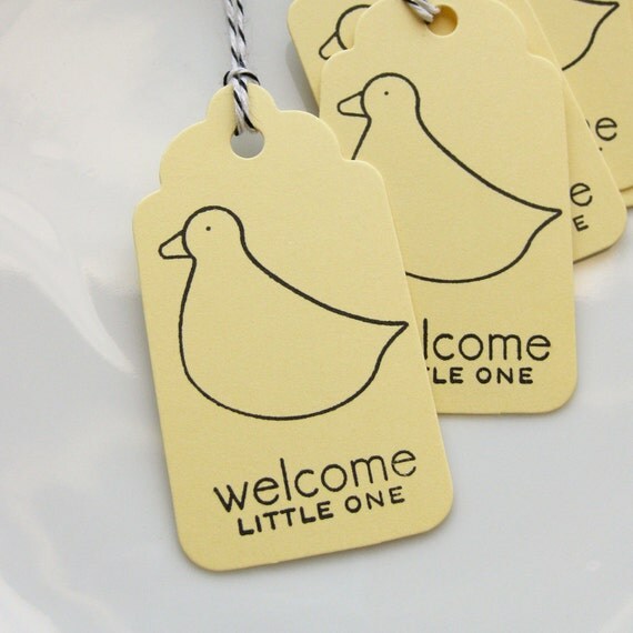 Baby Shower Tags Duck Welcome Little One - Set of 8 - Baby Shower Favor Tags Duck Baby Shower Il_570xn