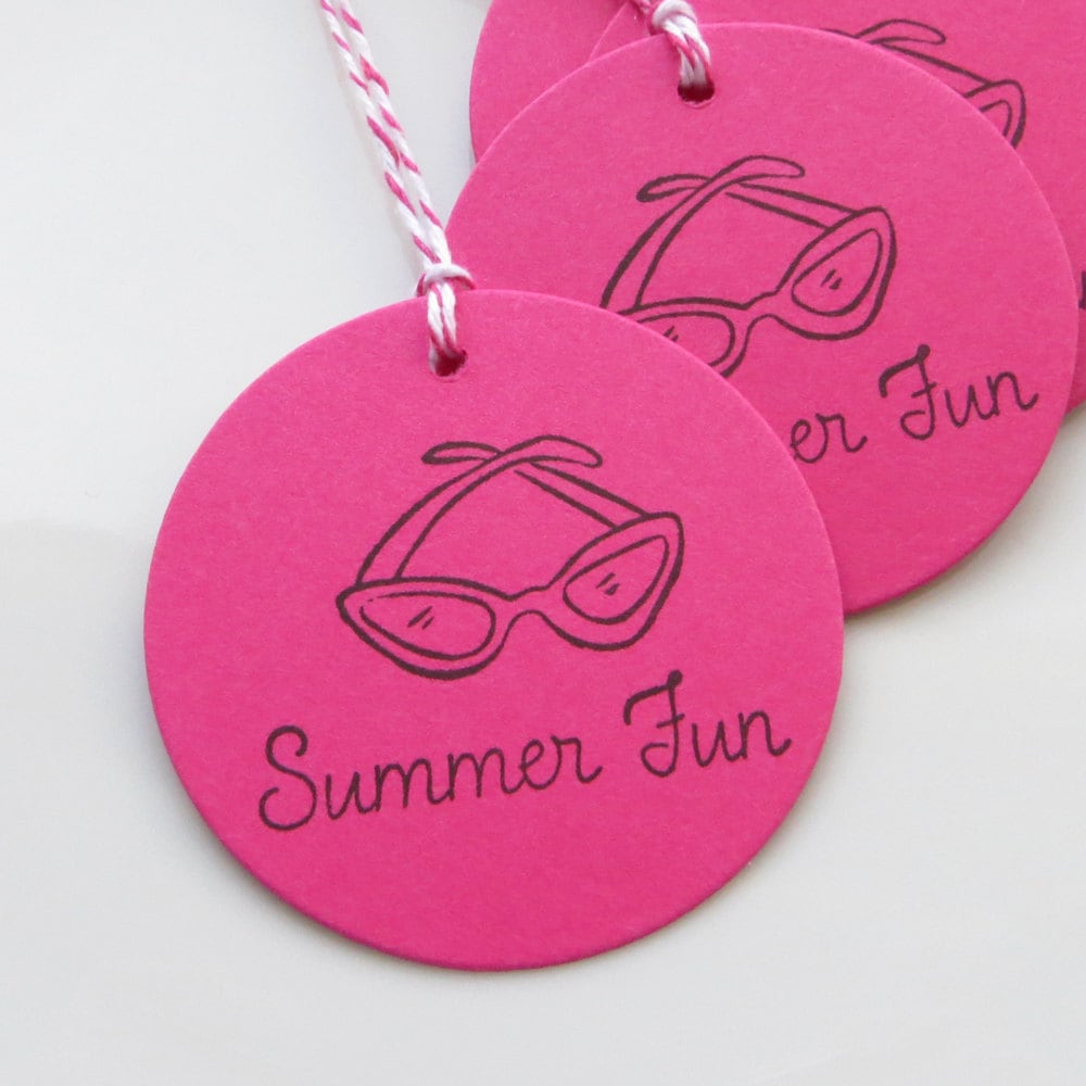 Retro Glasses Tags Summer Fun - Set of 8 - Custom Colors Available - Pool Party Summer Party Tags Il_570xn