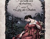 Lord Tennyson - Victorian Art Poetry Print - Lady of Shalott Poem - 19th Century Victorian Vintage Reproduction - Half Sick of Shadows