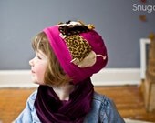 Jasmine the Weiner Dog GIRLS stretchy snugars HAT beanie cap in Sweet Cream and Olive blossoms