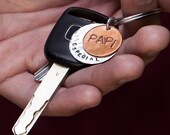 Personalized Hand Stamped Keychain - Keyring - Sterling Silver/Copper - Great Gift for Dad - Gift for Grad - New Driver Gift - Grandpa Gift